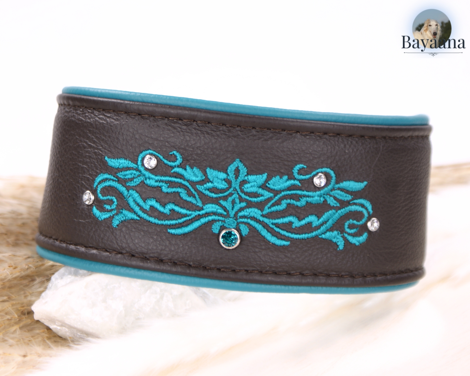 Sighthound Collar embroidered with sparkling rivets