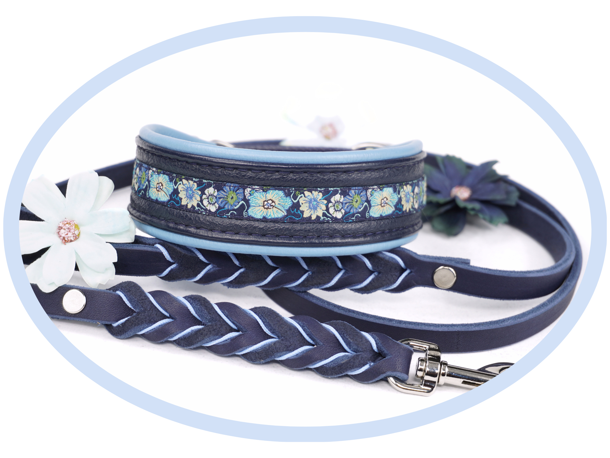 Fettlederleine Blau
